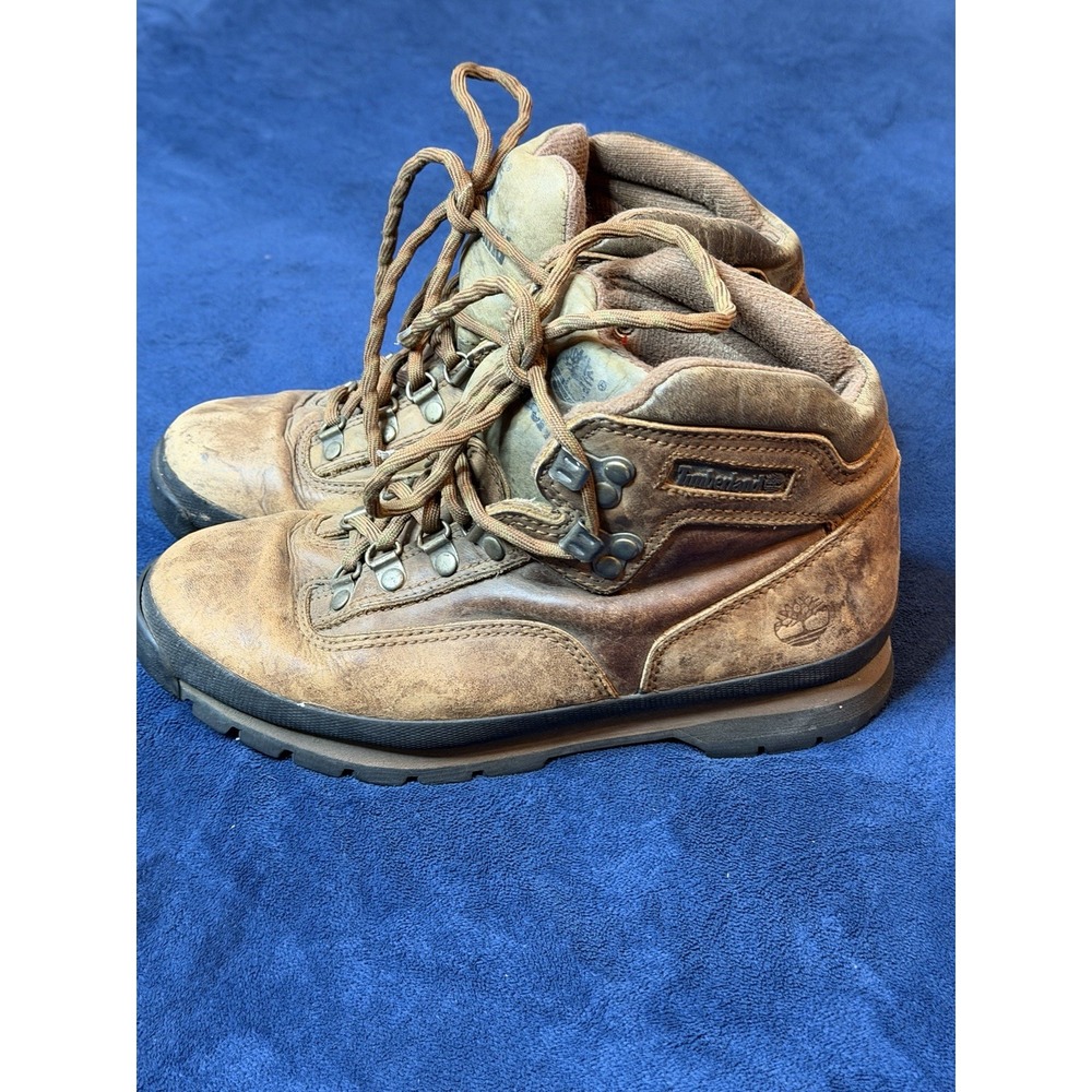 Timberland Euro Hiker Boots Womens 8.5M Brown Leather Hiking Lug Sole 95310